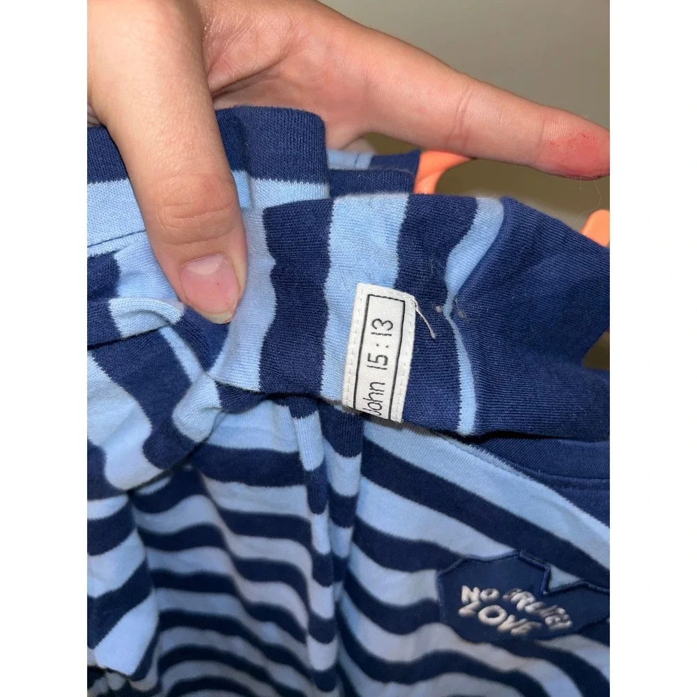 Holy Pals Toddler Boys Blue Striped No Greater Love Pajama Set Size 2 John 15:13